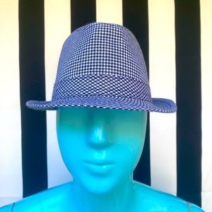 Black & White Herringbone Fedora